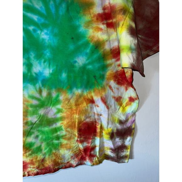 Hanes Comfort Soft Tie Dye Shirt Red Green Multicolor Tee 2000s 2XL - Picture 3 of 9